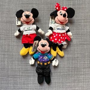 3 DisneyQuest Mickey Mickey & Minnie Mouse Disney Mini Bean Bag Plush MBBP Set